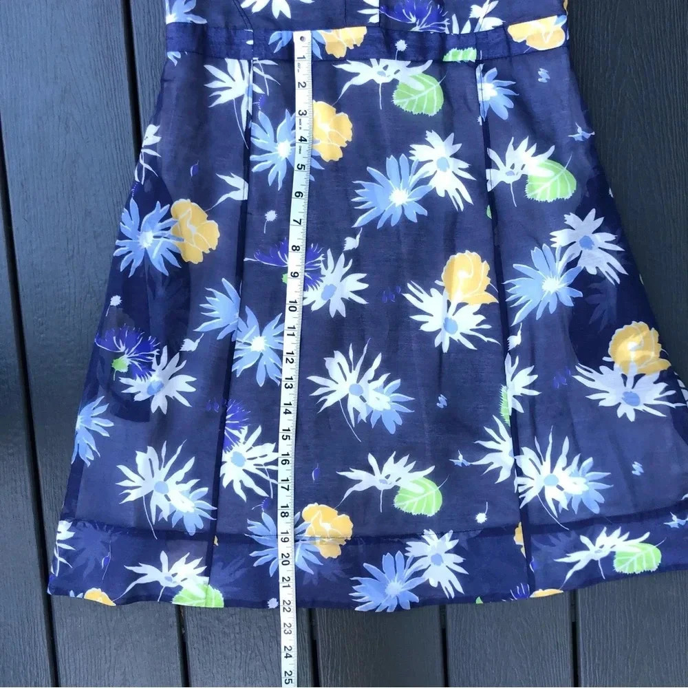 Creatures of the Wind Retro Midi Dress Size 6 Blue Floral 60s Housewife Mad Men - Picture 10 of 10